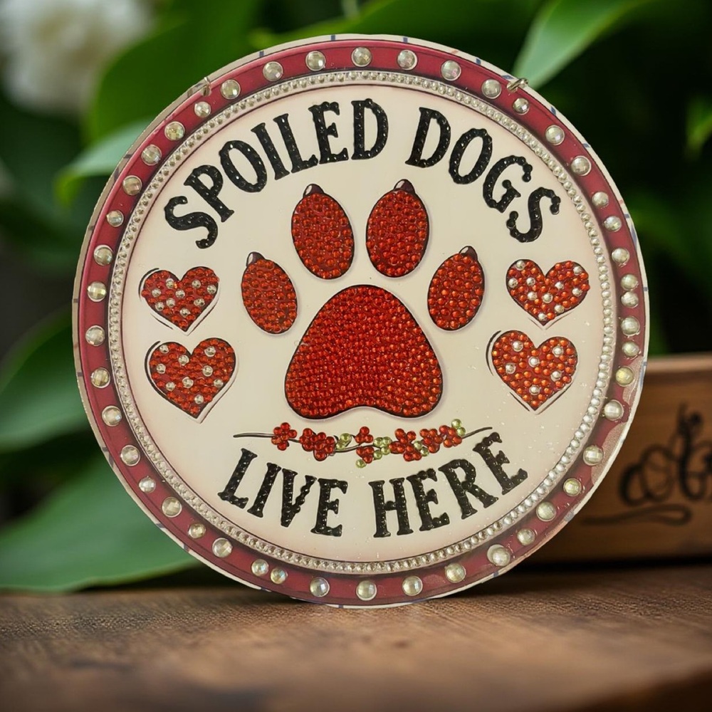 Hand Crafted Diamond Art Dog Lover's Window Pendant